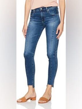 AG Adriano Goldschmied The Farrah Skinny Ankle Front Seam Raw Step Hem Jeans 25R